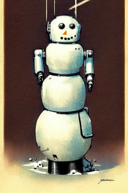 Prompt: ( ( ( ( ( 1 9 5 0 s retro future robot android snowman. muted colors. ) ) ) ) ) by jean - baptiste monge!!!!!!!!!!!!!!!!!!!!!!!!!!!!!!