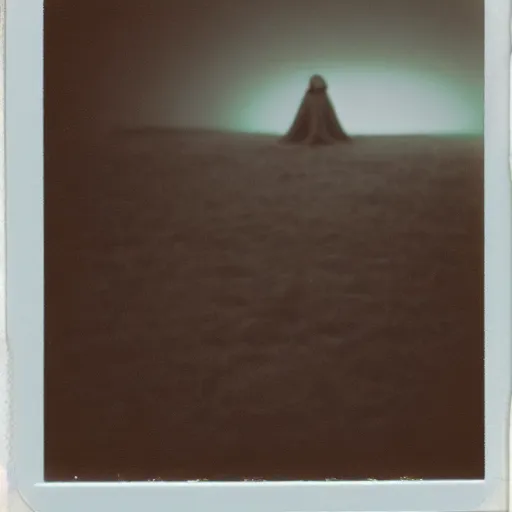 Image similar to expired polaroid of a surreal artsy dream scene, weird costumes