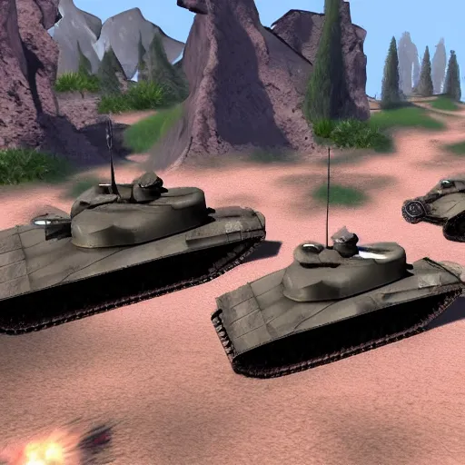 Prompt: a tank fighting a war, vector video game