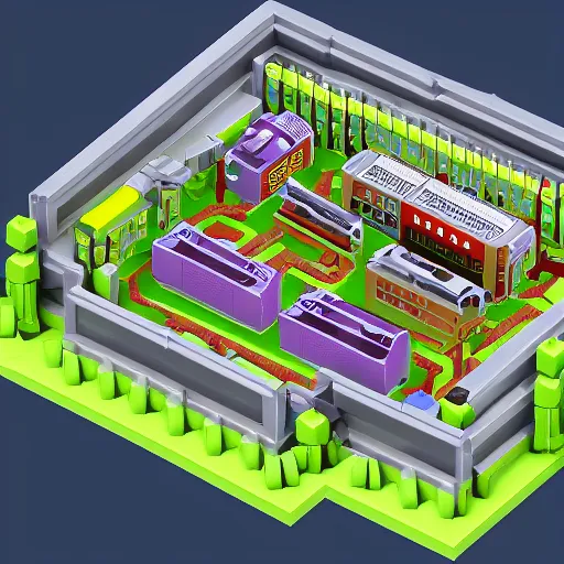 Image similar to settlement inside a computer case. voxel art