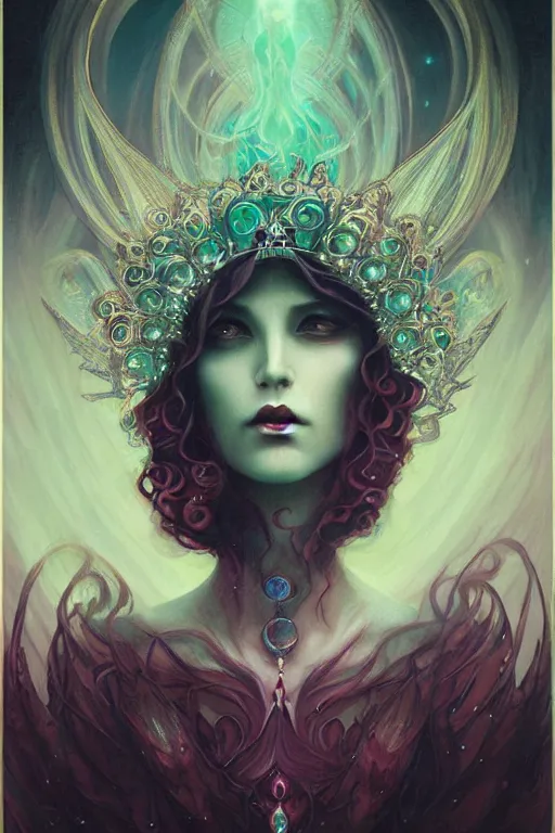 Image similar to jeweled Crown, other worldly, fairy eldritch court, art nouveau, by Anato Finnstark, Tom Bagshaw, Brom