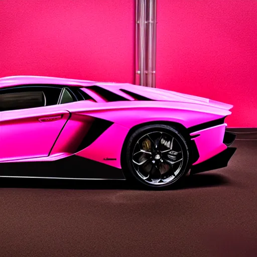 Prompt: pink Lamborghini Aventador, vibrant, studio lighting