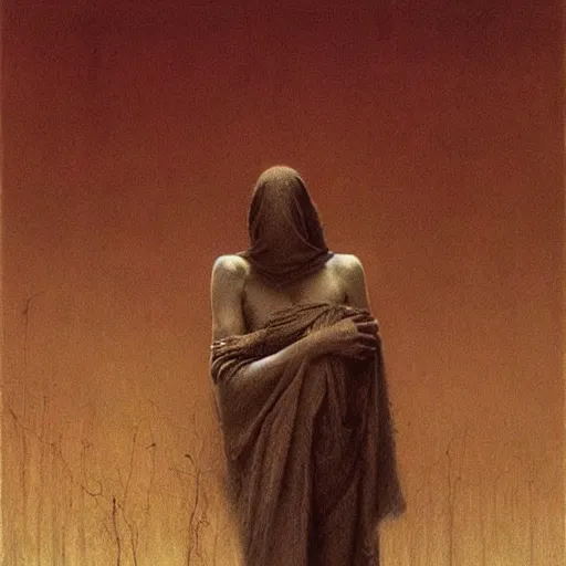 Image similar to among the hopeless, art by beksinski
