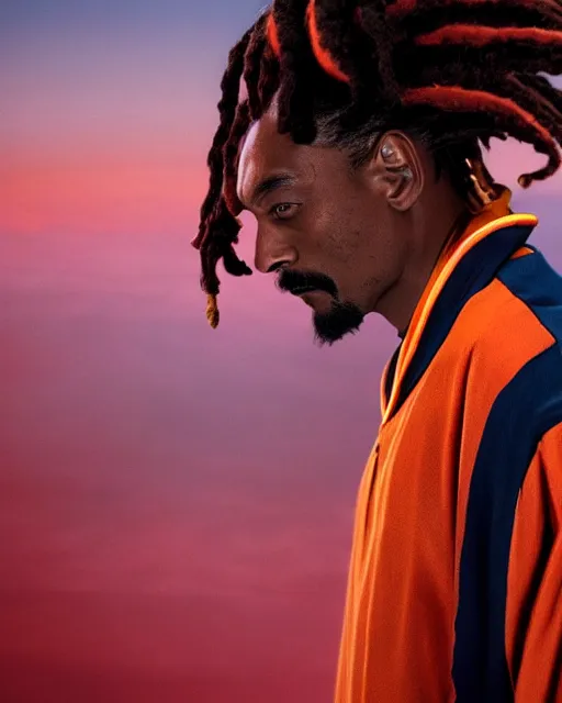Prompt: Snoop Dogg in the role of Goku, film still, amazing short, 8K, IMAX, ultra detailed