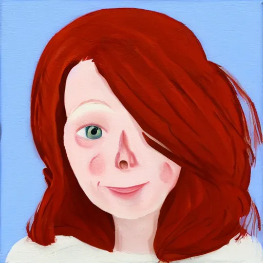 Image similar to portrait of a cute redheaded woman with freckles who is heavy set, in the style of pixar