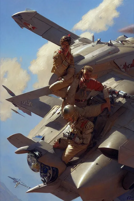 Image similar to fighter pilot, highly detailed painting by gaston bussiere, craig mullins, j. c. leyendecker 8 k
