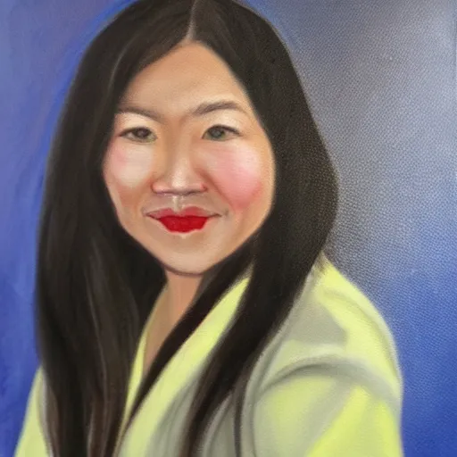 Prompt: a portrait painting of jennie cuen
