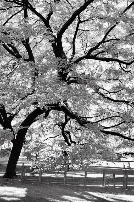 Image similar to maple tree old photo, back and white, detailed, wide shot