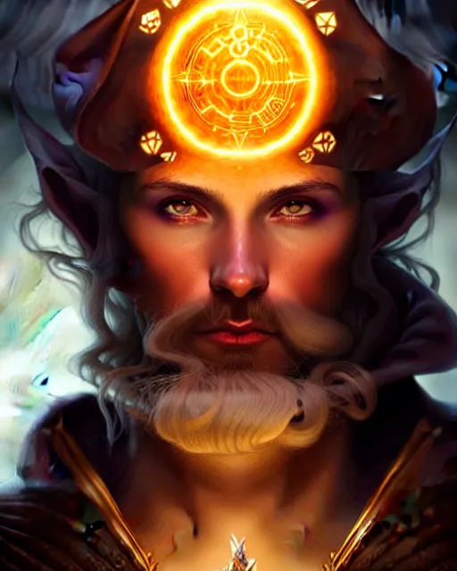 Image similar to borys the wizard, dark sun d & d fantasy character portrait, magical aura, ultra realistic, intricate, elegant, highly detailed, digital painting, artstation, smooth, sharp, focus, illustration, art by artgerm and greg rutkowski and alphonse mucha, beautifully detailed, rim light, 8 k