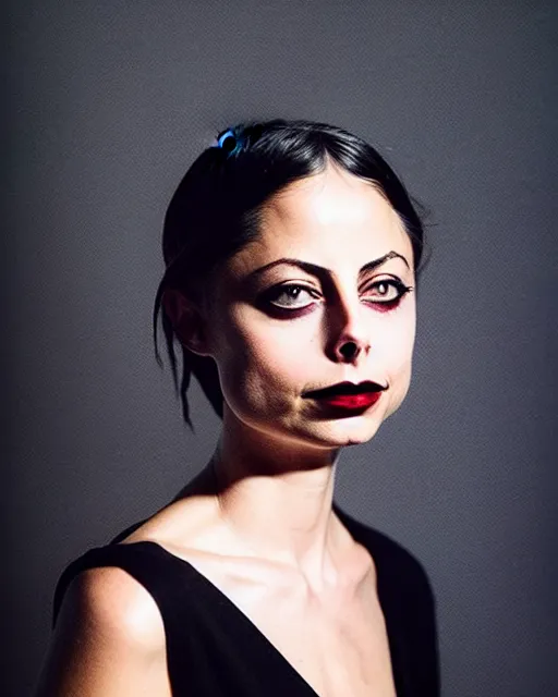 Prompt: style of peter mohrbacher : : gorgeous willa holland : : evil witch, swirling black magic, black dress : : l symmetrical face, symmetrical eyes : : full body pose : : gorgeous black hair : : magic lighting, low spacial lighting : :