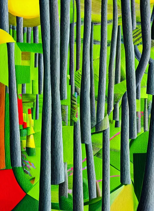 Prompt: lush forest, high detail, 4 k, cubism style