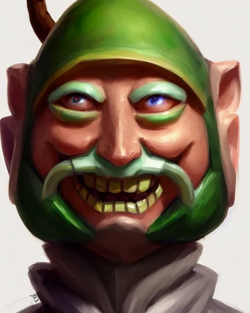 Image similar to character concept art of the happy mask salesman from the legend of zelda | | handsome - fine - face, pretty face, realistic shaded perfect face, fine details by stanley artgerm lau, wlop, rossdraws, james jean, andrei riabovitchev, marc simonetti, and sakimichan, tranding on artstation