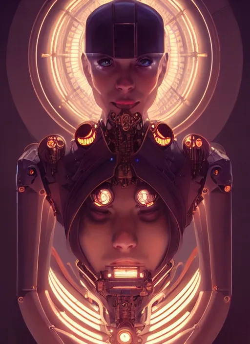 Prompt: symmetry!! portrait of steampunk cyborg, sci - fi, glowing lights!! intricate, elegant, highly detailed, digital painting, artstation, concept art, smooth, sharp focus, illustration, art by artgerm and greg rutkowski and alphonse mucha, 8 k