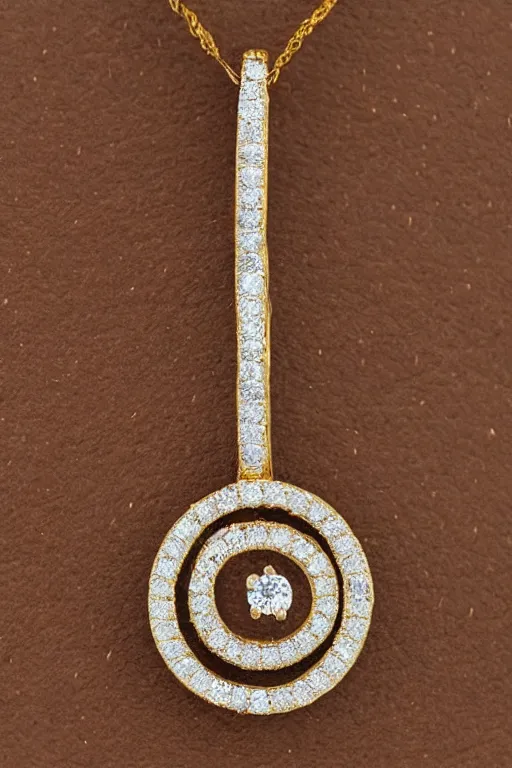 Image similar to gold and diamond pendant with the same shape and features as this photo