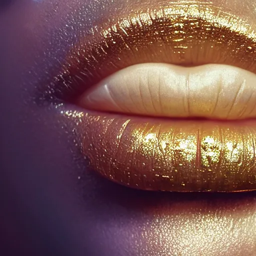 Prompt: extreme macro close up of beautiful female lips kissing large shiny bullet, hi - fructose, decadent highly - detailed digital painting, golden ratio, octane render, artstation, cinematic composition, smooth, sharp focus