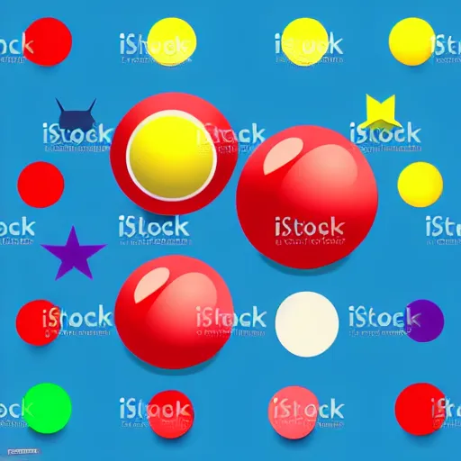 Vector Illustration Of A Pokeball Icon With Nine Colorful Round