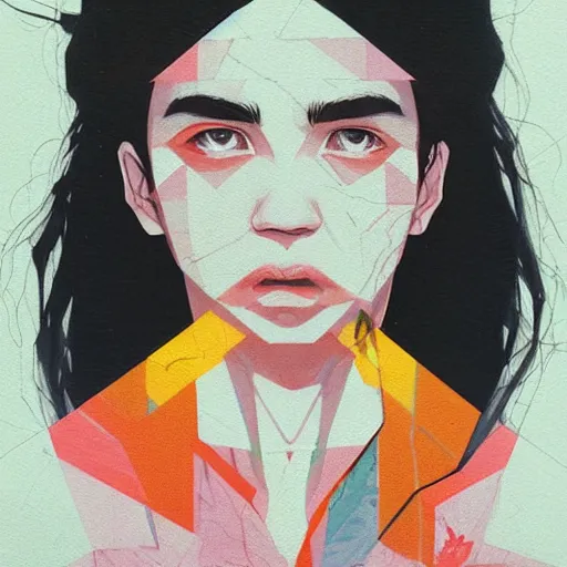 Prompt: Grimes picture by Sachin Teng, asymmetrical, dark vibes, Realistic Painting , Organic painting, Matte Painting, geometric shapes, hard edges, graffiti, street art:2 by Sachin Teng:4