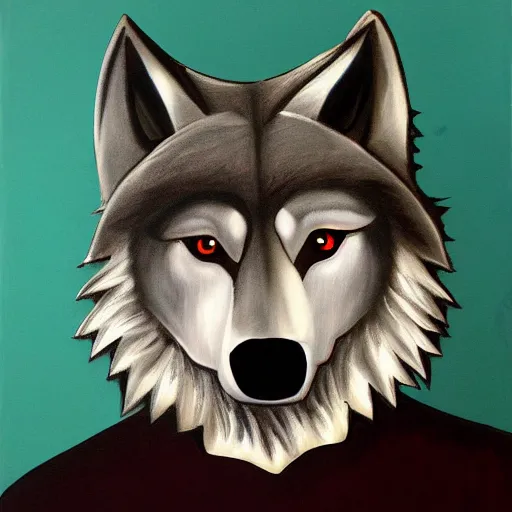 Prompt: wolf fursuit, painted by caravaggio