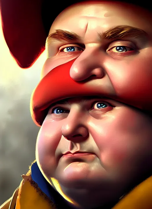 Prompt: portrait of eric cartman, victorian, concept art, detailed face, fantasy, close up face, highly detailed, cinematic lighting, digital art painting by greg rutkowski