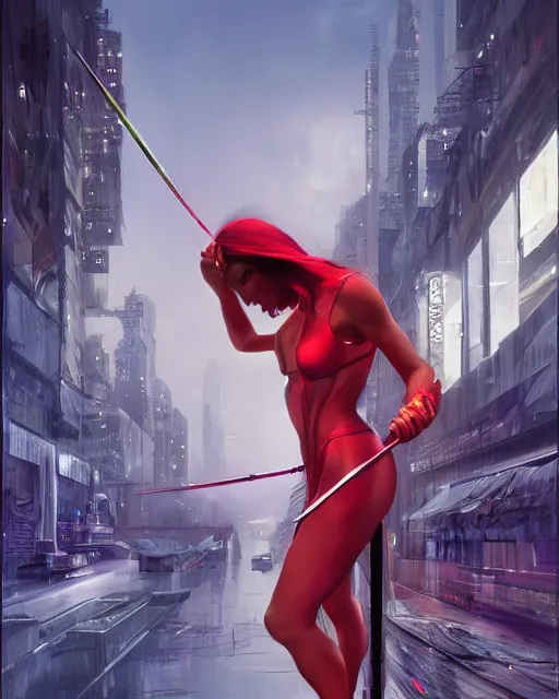 Prompt: a powerful elektra, by alexander fedosav, hyper detailed digital matte painting, concept art, hyperrealism, 1 6 k resolution, cinema 4 d, 8 k resolution, trending on artstation, behance hd, a masterpiece, by stephan martiniere, particles, cel - shaded, power bright neon energy, by david a. hardy,