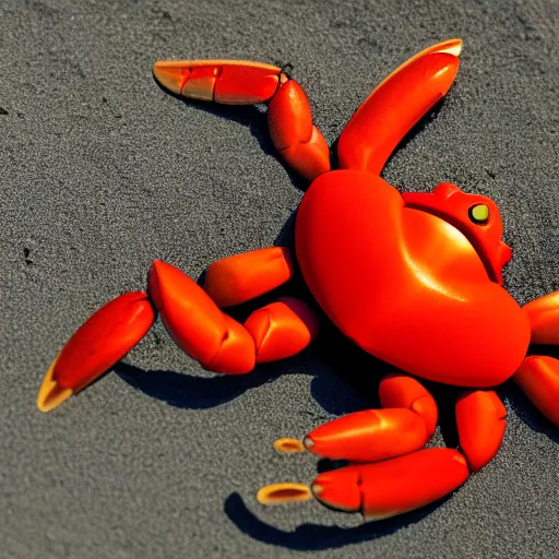 Prompt: homer simpson as a crab crawling on a beach, macro photo, 4 k