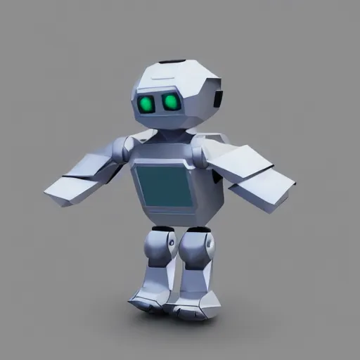 Prompt: low poly render of a cute robot