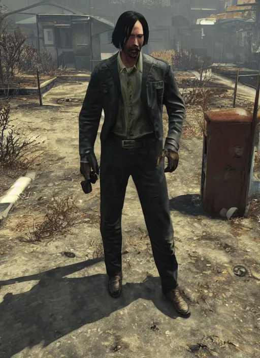 Prompt: keanu reeves in fallout 4