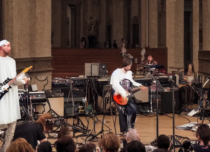 Image similar to a high resolution photograph of sunn o ) ) ) playing live at the vatican