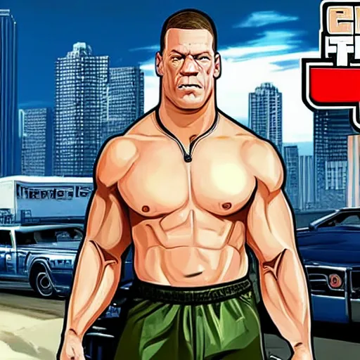 Image similar to john cena in a gta loading screen