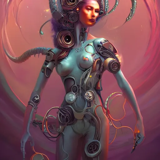 Image similar to a portrait of a beautiful cybernetic medusa, cyberpunk concept art by pete mohrbacher and wlop and artgerm and josan gonzales, digital art, highly detailed, intricate, sci-fi, sharp focus, Trending on Artstation HQ, deviantart, unreal engine 5, 4K UHD image