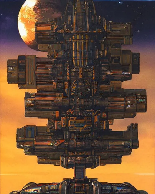 Image similar to pipe organ spaceship, hyper realistic, fantasy art, in the style of chris foss, intricate, hyper detailed, smooth