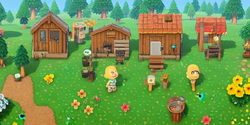 Prompt: cottagecore animal crossing, stardew valley, moss, plants, cute, friendly