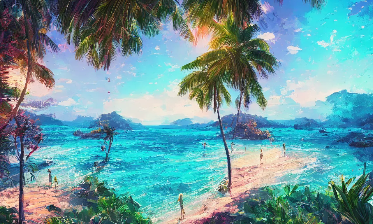 Image similar to paradise beach by alena aenami artworks in 4 k