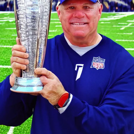 Prompt: portrait of Chuck Clark holding the Lombardi Trophy, extremely detailed, detailed and realistic face, photo realistic, 8k