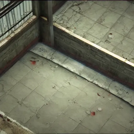 Prompt: playstation 5 screenshot of silent hill, overhead view, realistic, very coherent