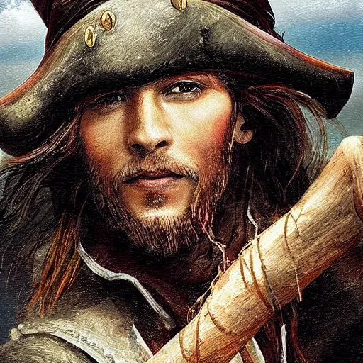 Prompt: a young pirate captain looking for lost islands on his ship, artstation hall of fame gallery, editors choice, #1 digital painting of all time, most beautiful image ever created, emotionally evocative, greatest art ever made, lifetime achievement magnum opus masterpiece, the most amazing breathtaking image with the deepest message ever painted, a thing of beauty beyond imagination or words