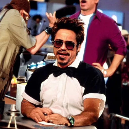 Prompt: robert downey jr. starring in weekend at bernie's 3 - bernie in a vegas casino.