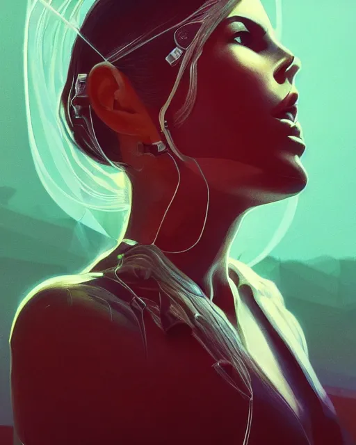 Image similar to portrait of lana del rey as a cyborg. intricate abstract. intricate artwork, by tooth wu, wlop, beeple, dan mumford. concept art, octane render, trending on artstation, greg rutkowski very coherent symmetrical artwork. cinematic, key art, hyper realism, high detail, octane render, 8 k, iridescent accents