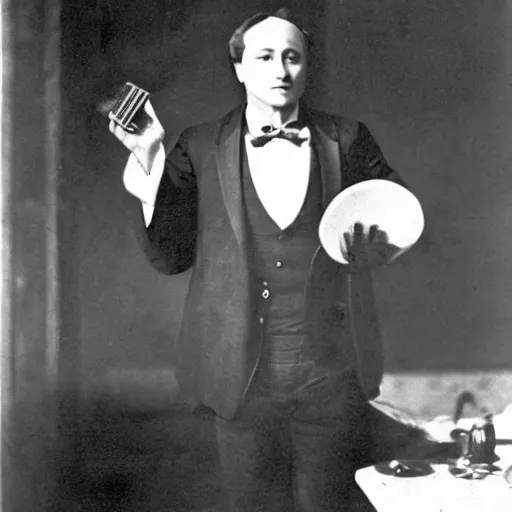Prompt: Houdini performing a magic trick