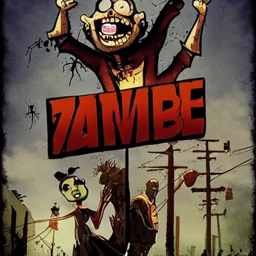 Image similar to a zombie movie in the style of pixar