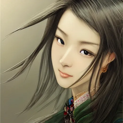 Image similar to dynamic composition, motion, ultra-detailed, incredibly detailed, a lot of details, amazing fine details and brush strokes, colorful and grayish palette, smooth, HD semirealistic anime CG concept art digital painting, watercolor oil painting of a young office lady, by a Chinese artist at ArtStation, by Huang Guangjian, Fenghua Zhong, Ruan Jia, Xin Jin and Wei Chang. Realistic artwork of a Chinese videogame, gradients, gentle an harmonic grayish colors.