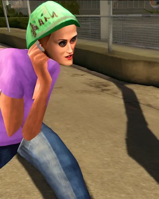 Image similar to Homeless katy perry in Grand Theft Auto San Andreas