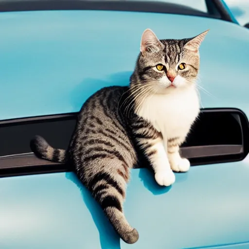 Image similar to cat on a car