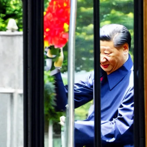 Image similar to xi jinping using phone booth