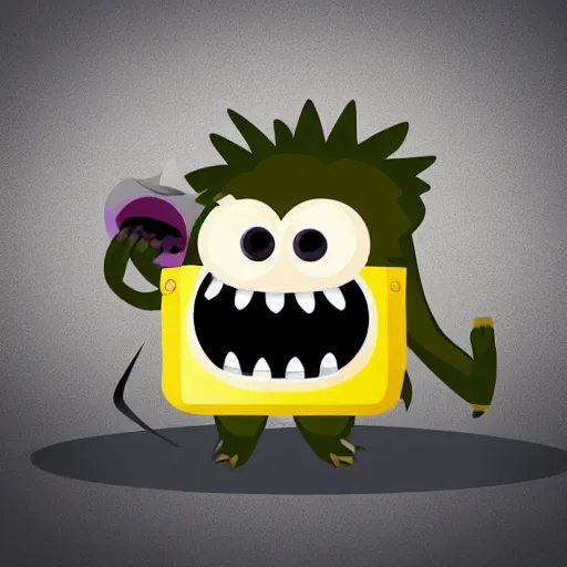 Image similar to a cute monster eating a banana