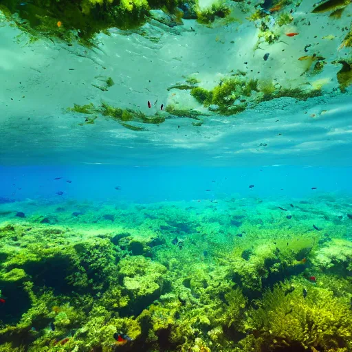 Prompt: beautiful landscape under water, 8K photo
