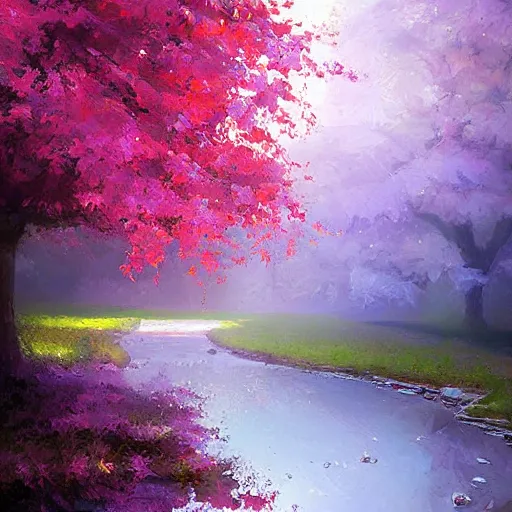 Prompt: Beautiful cherry-tree, digital art, magnificent, painting, soft lighting by Patrick Faulwatter, Andrée Wallin, Sylvain Sarrailh