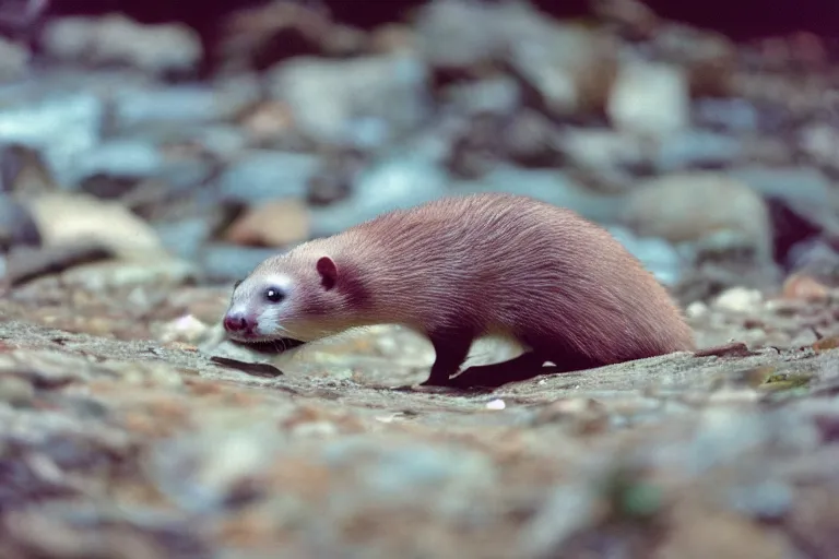 Prompt: a photo of a slowbro ferret in its natural habitat, kodak ektachrome e 1 0 0 photography