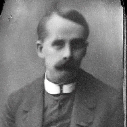 Prompt: early 1900s photograph of the devil, blurry, blurry, faded