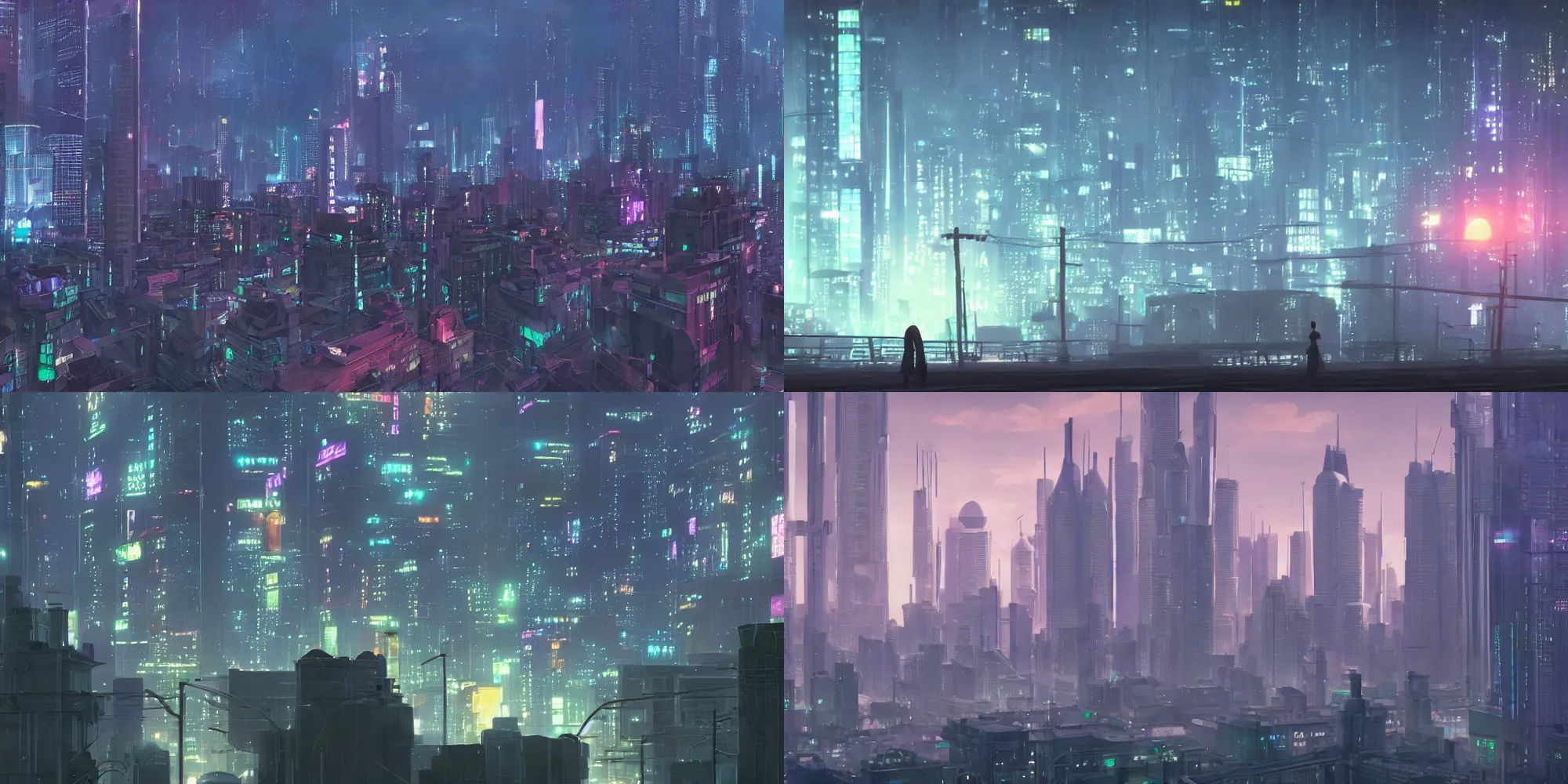 Prompt: a close up of a 'Moscow city' in the atmospheric solarpunk anime film, gouache matte background painting, neon noir, at night with lights, by makoto shinkai, in the anime series ergo proxy, beautiful specular edge highlights and rim lighting